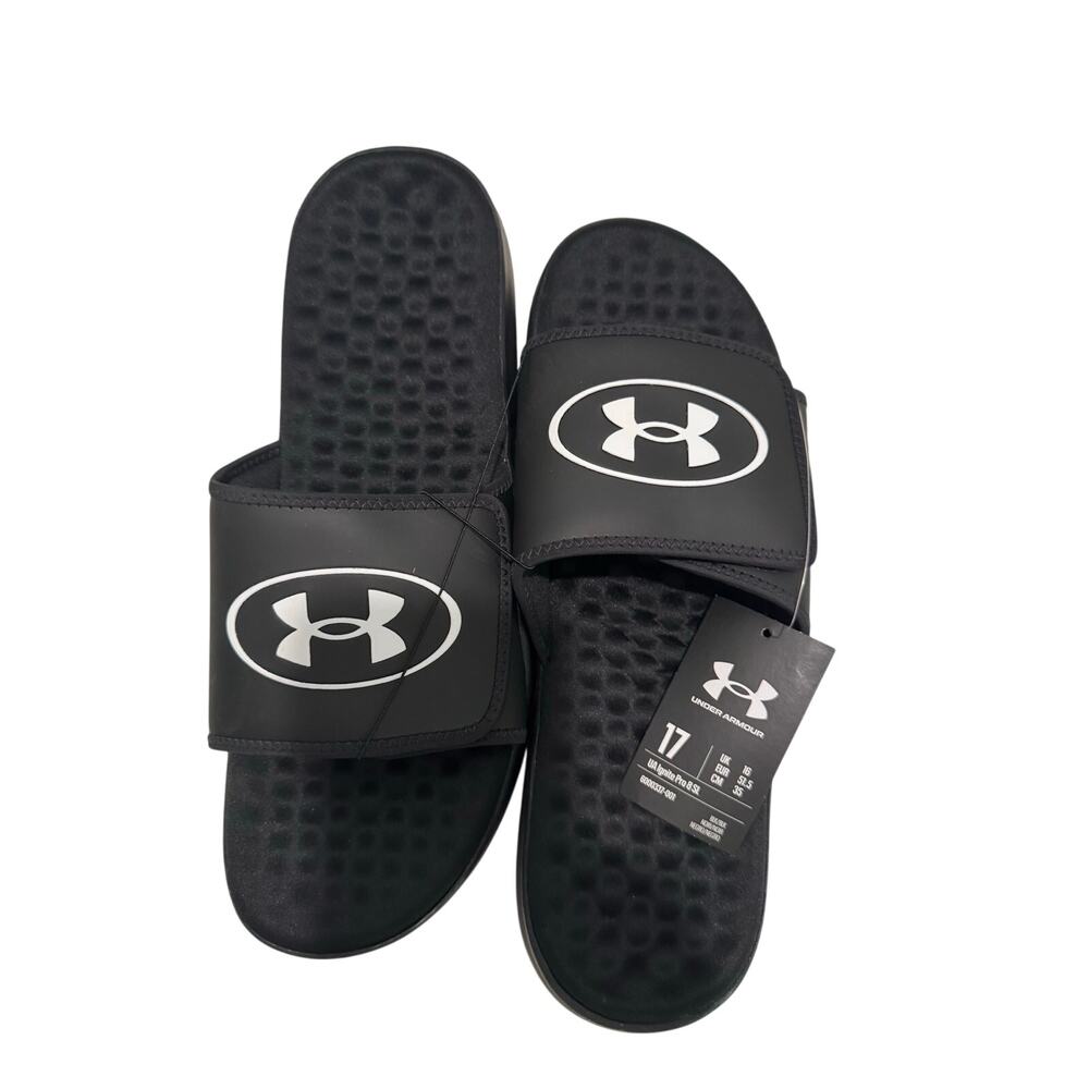 UNDER ARMOUR NWT UA Ignite Pro 8 SL Black Adjustable Slide Sandal Men's 17